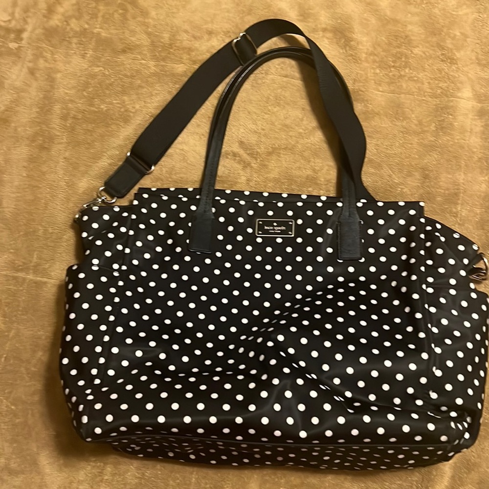 KATE SPADE Stevie Black Polka Dot Diaper Bag, never used.